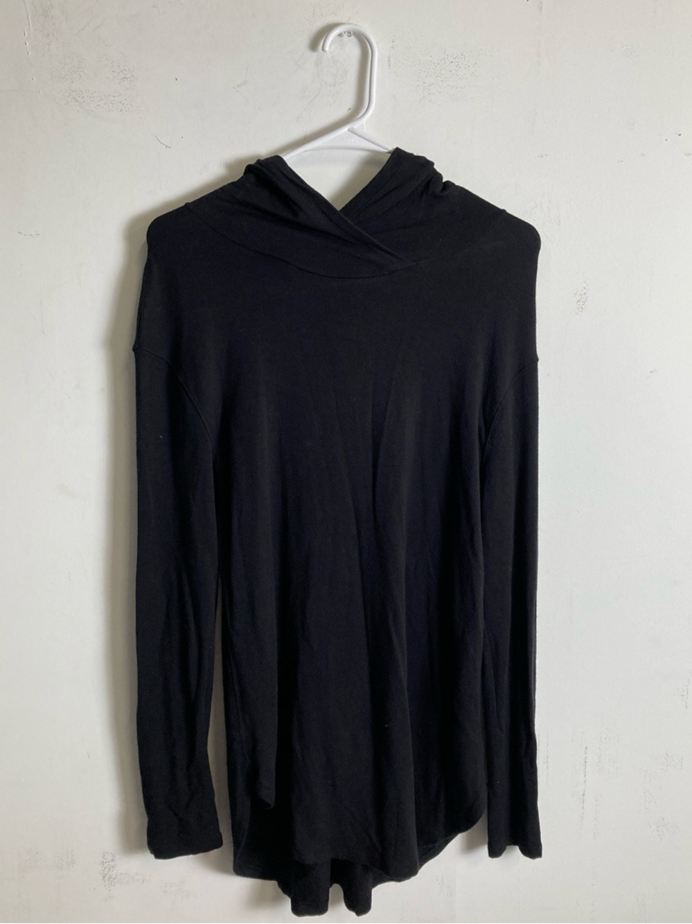 Daily Ritual Black Lightweight Hooded Long-Sleeve Top